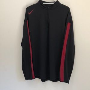 Nike 1/4 zip long sleeved shirt, black and red size XL
